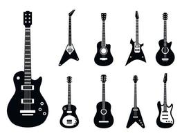 conjunto de iconos de guitarra eléctrica, estilo simple vector
