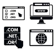 Internet domain icons set, simple style vector