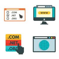 Domain icons set, flat style vector