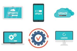 System update icons set, flat style vector