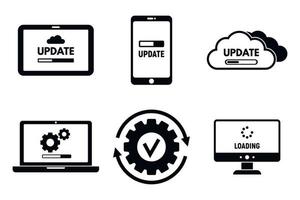 conjunto de iconos de actualización del sistema del dispositivo, estilo simple vector