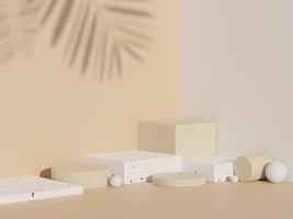 3d abstract white platform showcase for product and cosmetic presentation with terrazzo idea concept. Minimal Podium for mock up and advertising. Render geometric design scene for web banner. photo