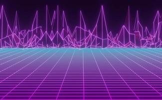 3d render of RGB neon light on darkness background. Abstract Laser lines show at night. Ultraviolet spectrum beam scene photo