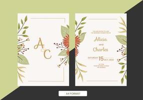 floral wedding invitation vector
