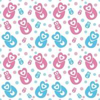 Seamless pattern, heart and dot shape, pastel color, white background. vector