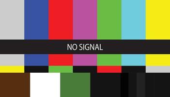 TV No Signal Sign. Color Bars data glitches.TV color bars experiencing technical difficulties, TV signal interference. test pattern background. Vector illustration.