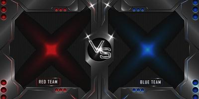 versus batalla luchando banner 3d realista con luz de neón roja y azul vector