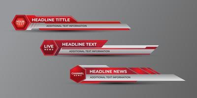Broadcast news lower third modern banner template for television, video and media channel