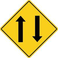 two way traffic ahead sign. two way warning symbol. traffic sign. vector
