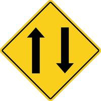 two way traffic ahead sign. two way warning symbol. traffic sign. vector