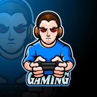 Gamer boy esport logo mascot design vector