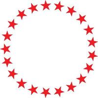 estrella roja en icono de círculo. conjunto de símbolo de círculo de estrellas. señal de rueda de color rojo.