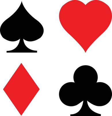 Set of playing card icon on white background. card suit icon. poker card suits symbol.
