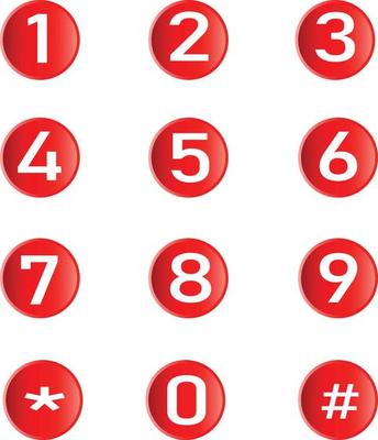 red glossy buttons with numbers on white background. set of button with numbers. number icons.