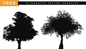 vector de silueta de árbol. el logotipo, los iconos y los gráficos de los árboles antiguos están aislados en un fondo blanco.