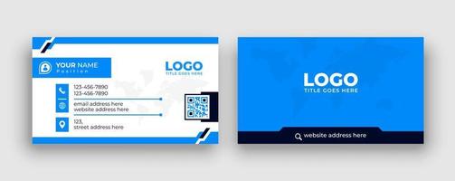 Double sided modern blue and black business card Vector illustration. Modern simple business card print template. Creative and Clean visiting card. Stationery Design.