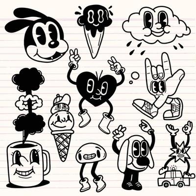 Hand drawn Abstract funny cute Comic characters.illustration for