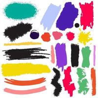 paintbrush set, different ink brush strokes rectangle square and round freehand drawings. vector