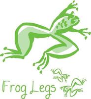 frog lags french meal concept illustration. green animal vector image. gourmet cuisine sketch