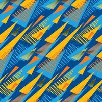 Prindeep blue background and orange triangle seamless fabric sample. geometric pattern swatch vector illustrationt