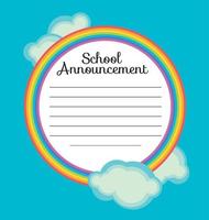 rainbow frame  vector background. colorful school border template illustration for announcement