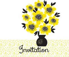 naive yellow color abstract camellia flowers design element. vector sketch floral illustration