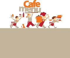 cafe stuff caring food and drinks. simple flat header. vector illustration on on white background