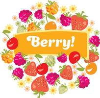 red assorted berry set. vector illustration.