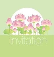 lotus lilies decorative floral invitation card template. vector illustration