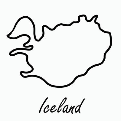 Doodle freehand drawing of Iceland map.