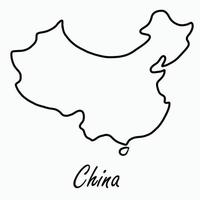 Doodle dibujo a mano alzada del mapa de China. vector