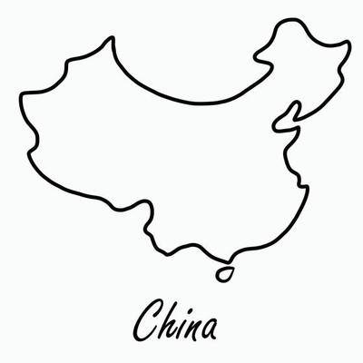 Doodle freehand drawing of China map.