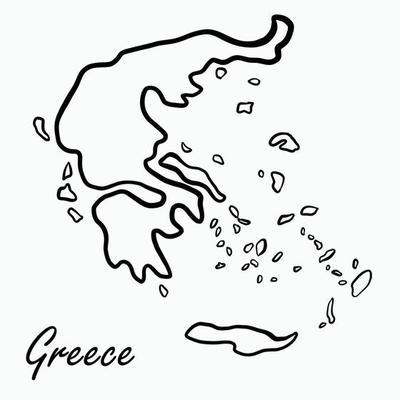 Doodle freehand drawing of Greece map.