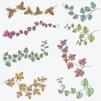 Simplicity ivy continuous line freehand drawing collection. vector