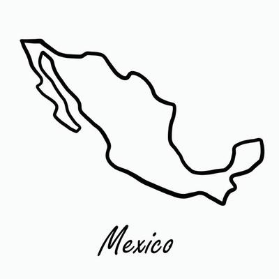 Doodle freehand drawing of Mexico map.