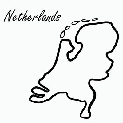 Doodle freehand drawing of Netherlands map.