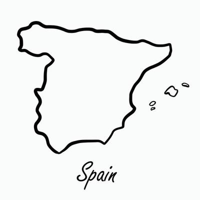 Doodle freehand drawing of Spain map.