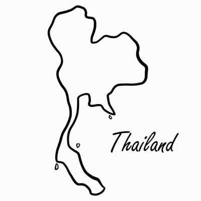 Doodle freehand drawing of Thailand map.