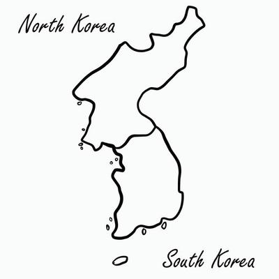 Doodle freehand drawing of Korea map.