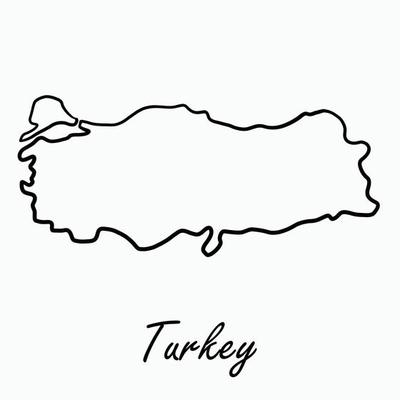 Doodle freehand drawing of Turkey map.