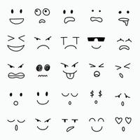 Collection of freehand drawing of emoticons. vector