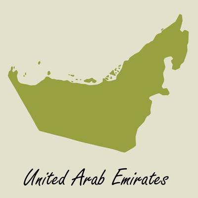 Doodle freehand drawing of UAE map.