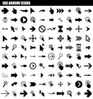 100 conjunto de iconos de flecha, estilo simple vector