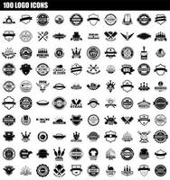 100 logo icon set, simple style