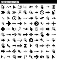100 conjunto de iconos de cursor, estilo simple vector