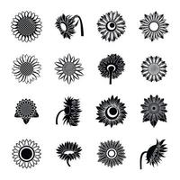 Sunflower blossom icons set, simple style vector