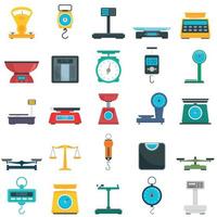 Weigh scales icons set, flat style vector