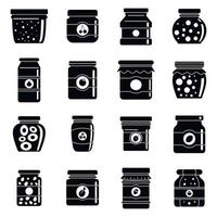 Home jam jar icons set, simple style vector