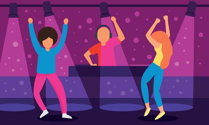 Nightclub concept background, flat style