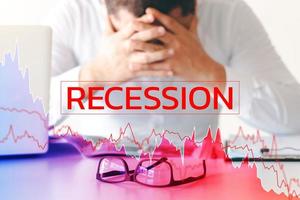 Businessmen are bankrupt from Recession, loss of global business competitiveness, global recession chart leading to the Great Depression. photo